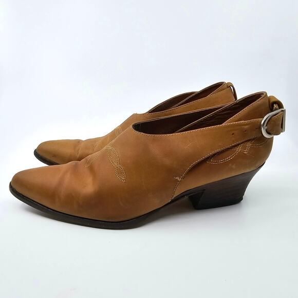 VTG 90’s GUESS BY GEORGES MARCIANO Pointed Toe Leather Brown Shoes WMNS SZ 7.5 - Picture 3 of 7